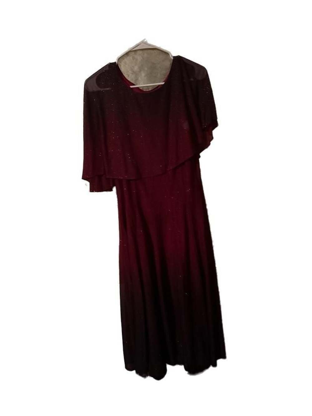 Danny & Nicole Red Ombre Glitter Mesh Capelet Formal Gown Size 12